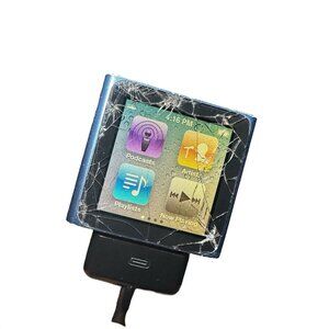 Apple iPod Nano 6th Gen 8GB Blue MC689LL/A Cracked Screen Needs Battery